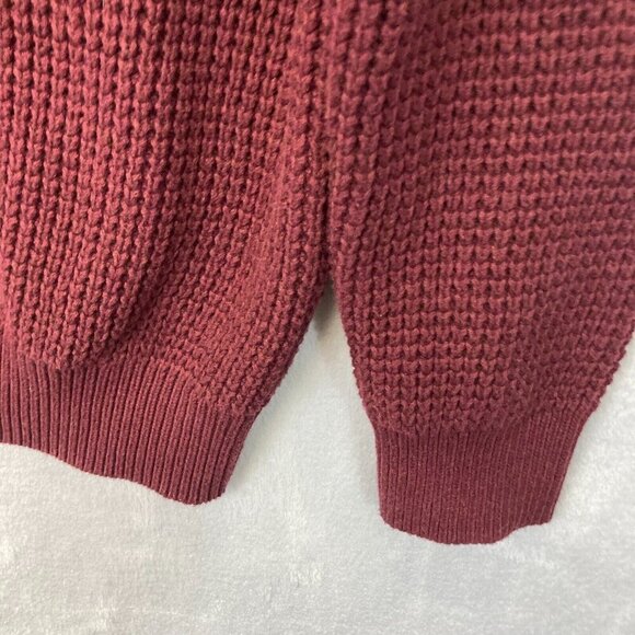 Oak Hill Heavy Chunky Knit Henley Sweater Men's 2XLT 2XL Tall Maroon Red Buttons - Picture 8 of 16